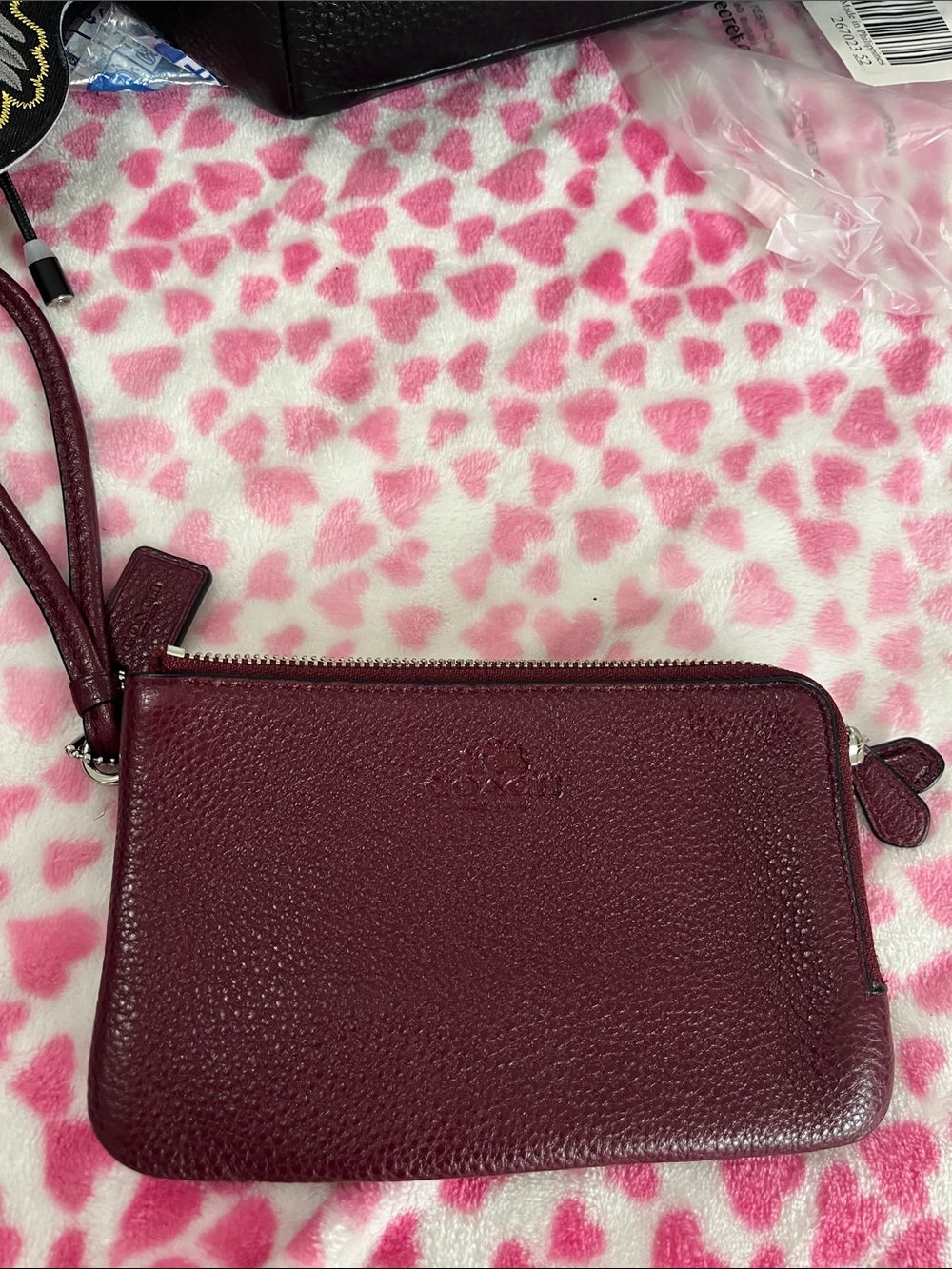 Coach Burgundy Leather Wristlet